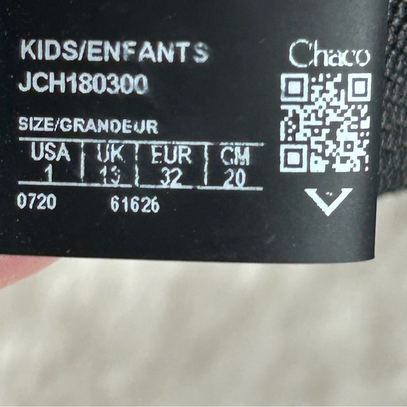 Chaco Kids Sandals - Black with Blue and Yellow Adjustable Straps - Picture 4 of 9